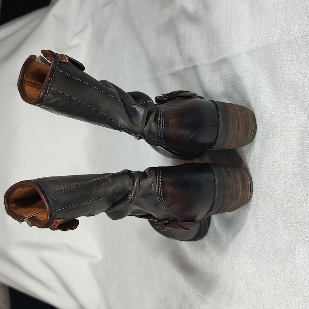 Pikolinos Tall Combat Boots Dark Gray Boots Brown Buckles Biker Boots Size EU 36 - Picture 3 of 10